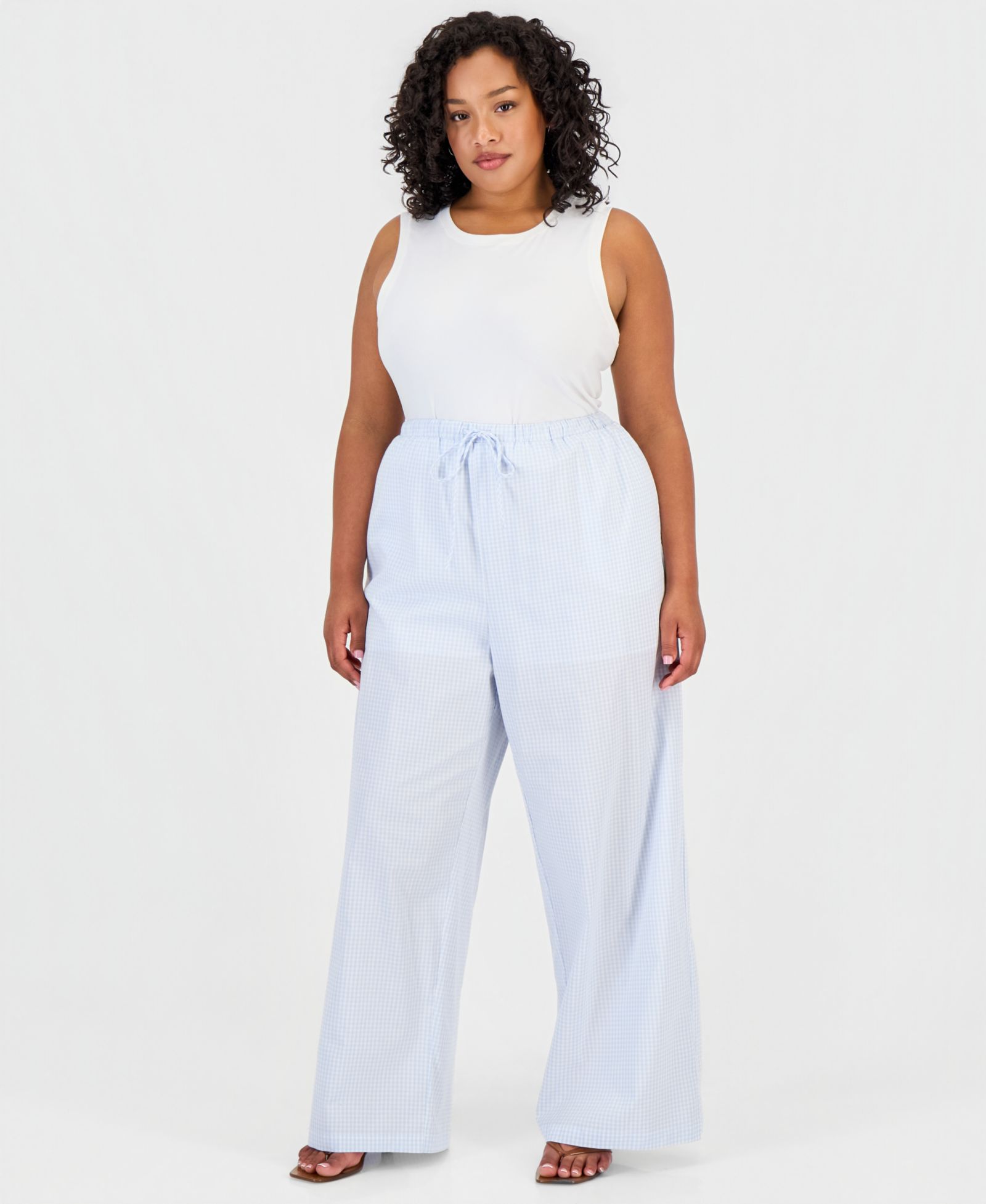 And Now This Брюки Plus Size Cotton Gingham Pull-On