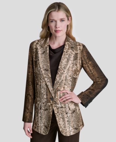 DKNY Women's Printed Long-Sleeve Blazer