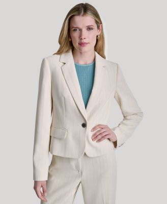 DKNY Women's Pinstriped Long-Sleeve Cropped Blazer
