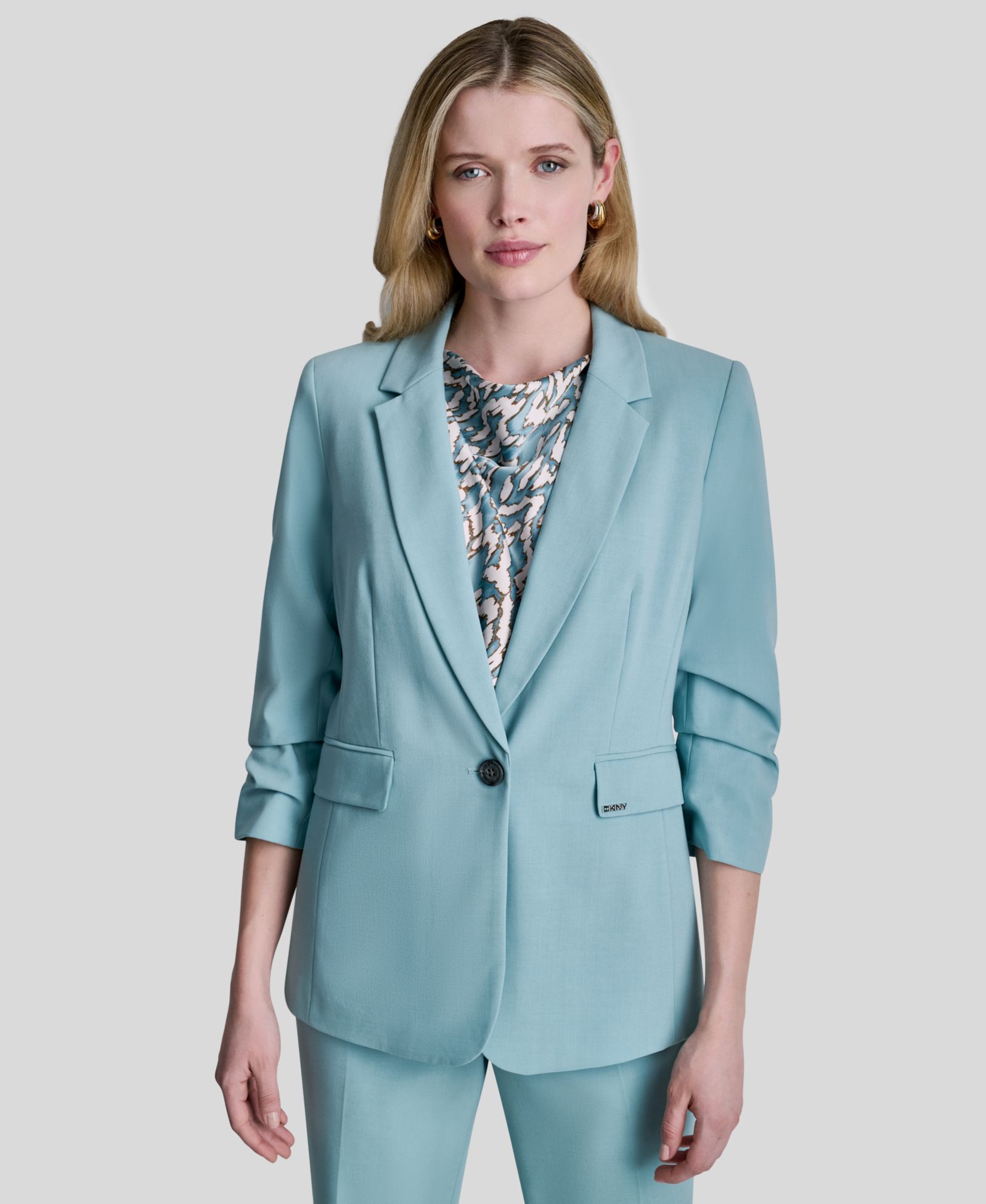 Женский блейзер DKNY Women's Notch Collar Ruched-Sleeve