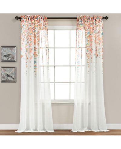 Lush Decor Weeping Flower Room Darkening Window Curtain Panels Pair - Floral Curtains