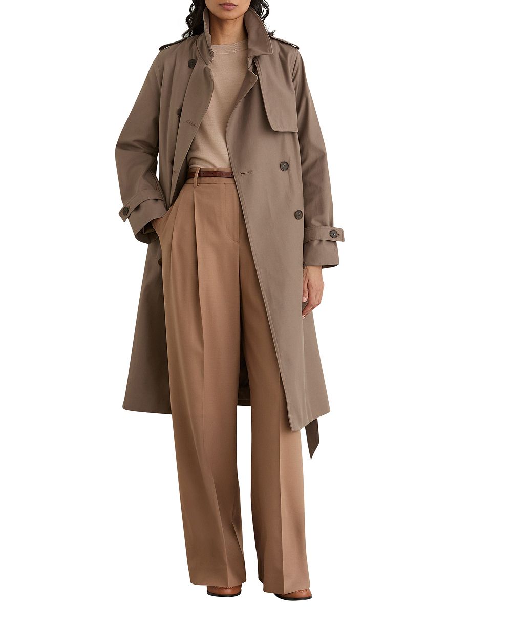 REISS Women's Petite Azura Double-Breasted Hooded Gabardine Trench Coat