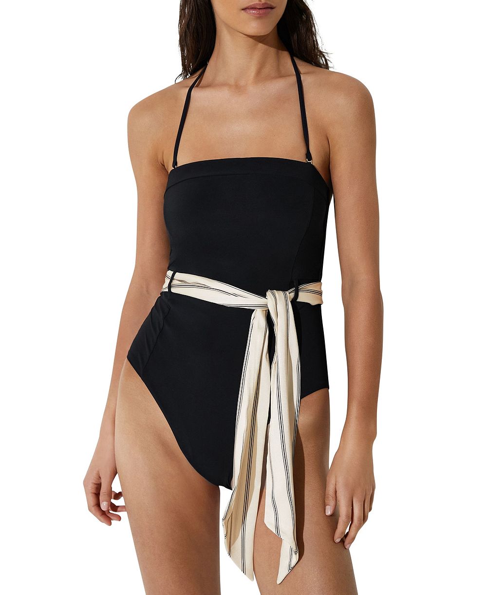 REISS Women's Etienne Bandeau Printed Swimsuit