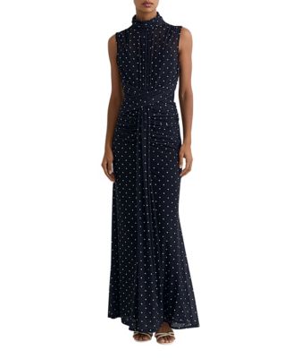 REISS Women's Polka-Dot Print Sleeveless Maxi Dress