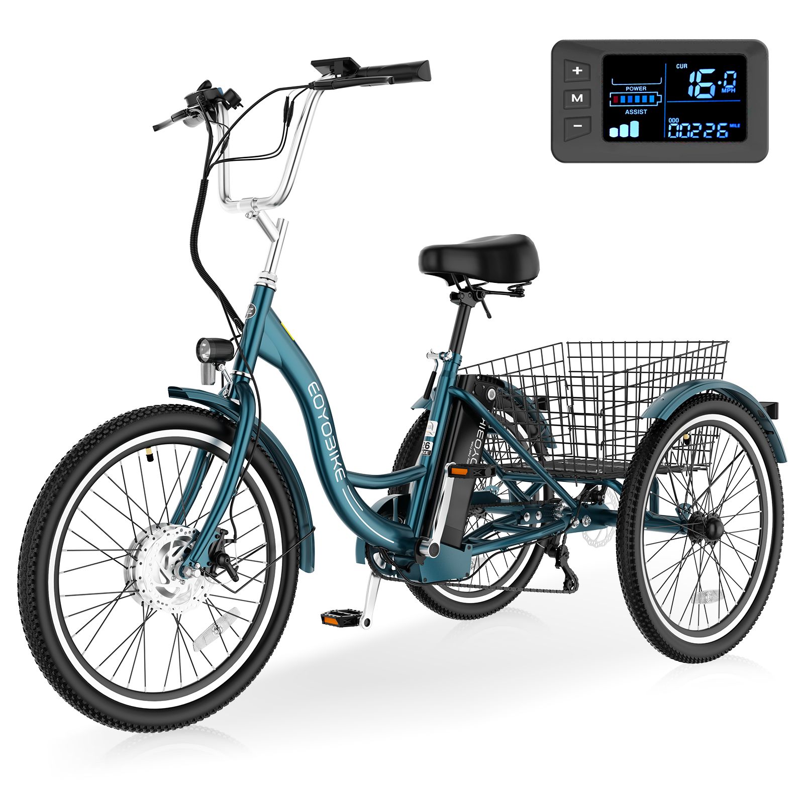 Электрический трехколесный велосипед Mooncool 350W для взрослых, колесо 24" x 2.1"