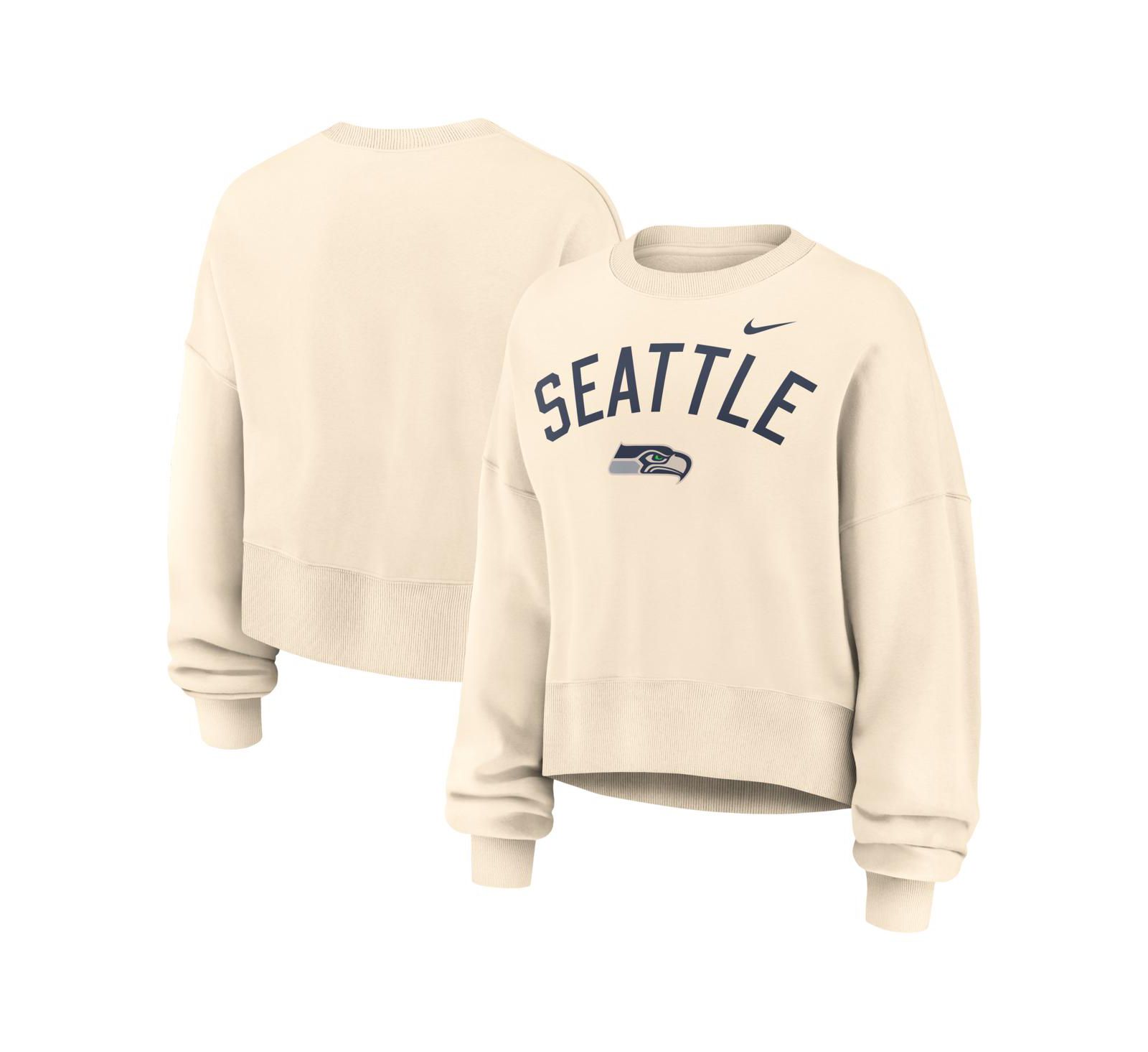 Свитшот Nike Women's Natural Seattle Seahawks Oversized High Hip Legacy Arch Phoenix Fleece