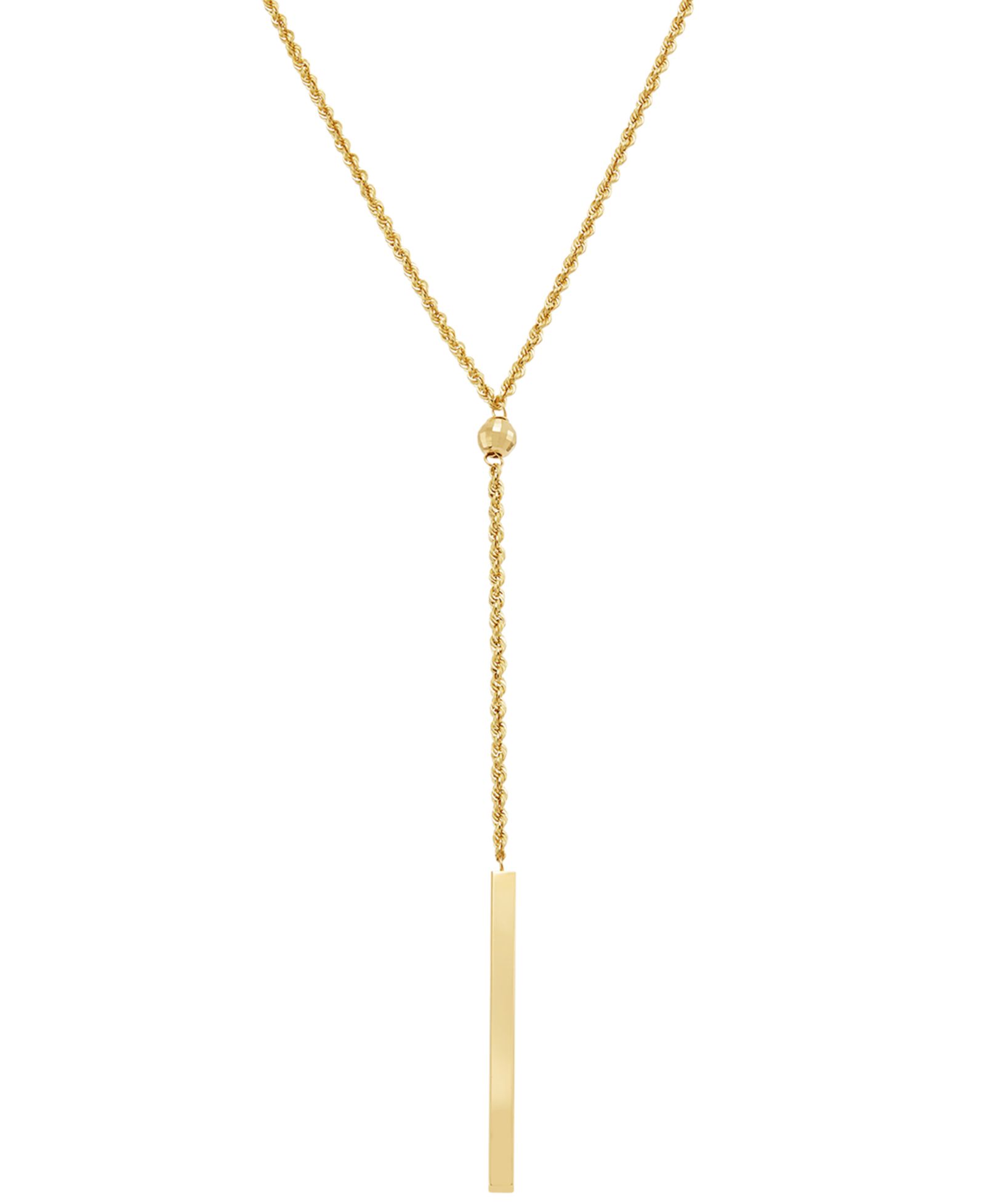 Rope Bar Lariat Necklace in 14k Gold