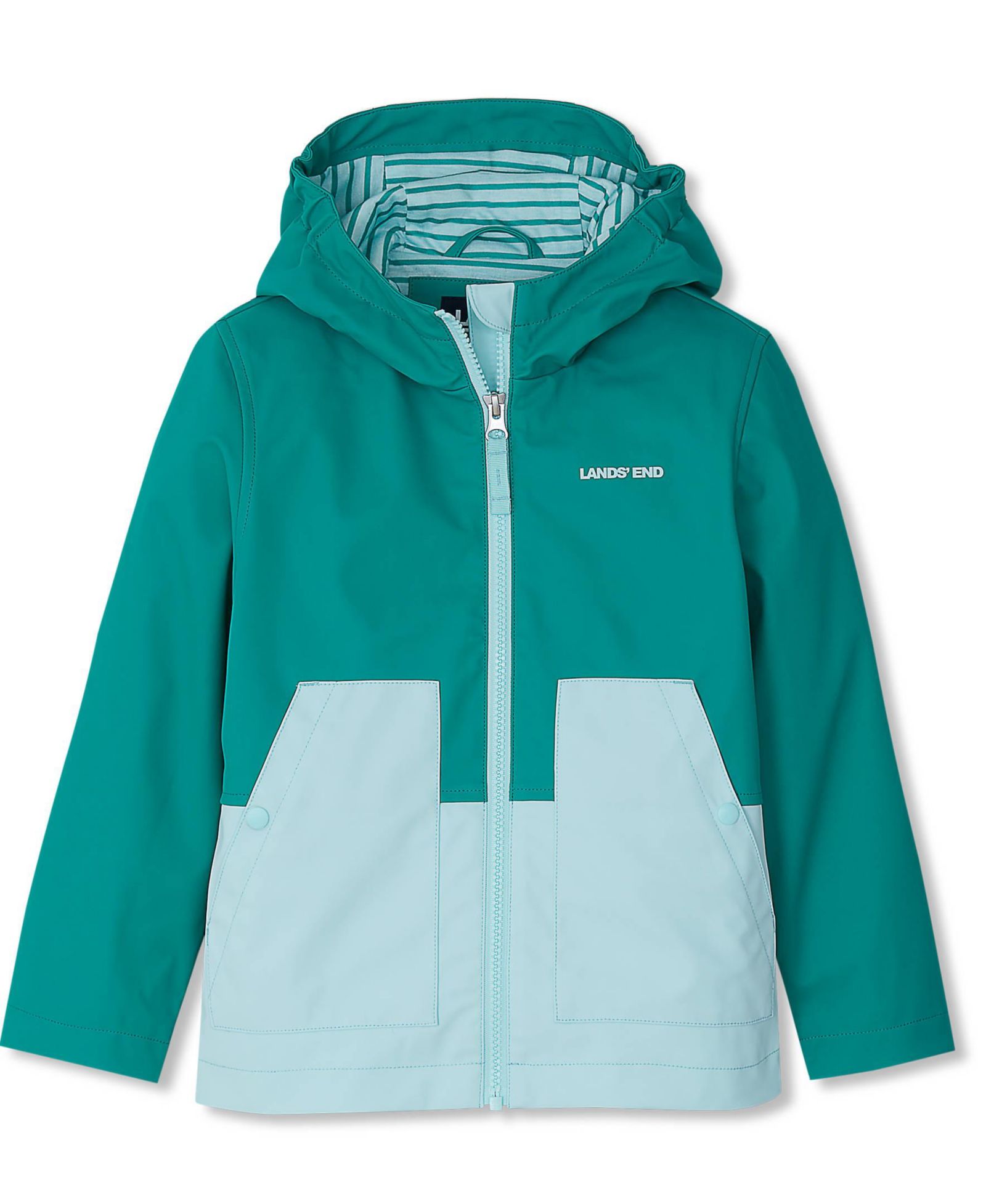 Lands' End Kids Water Resistant Hooded Slicker Rain Jacket