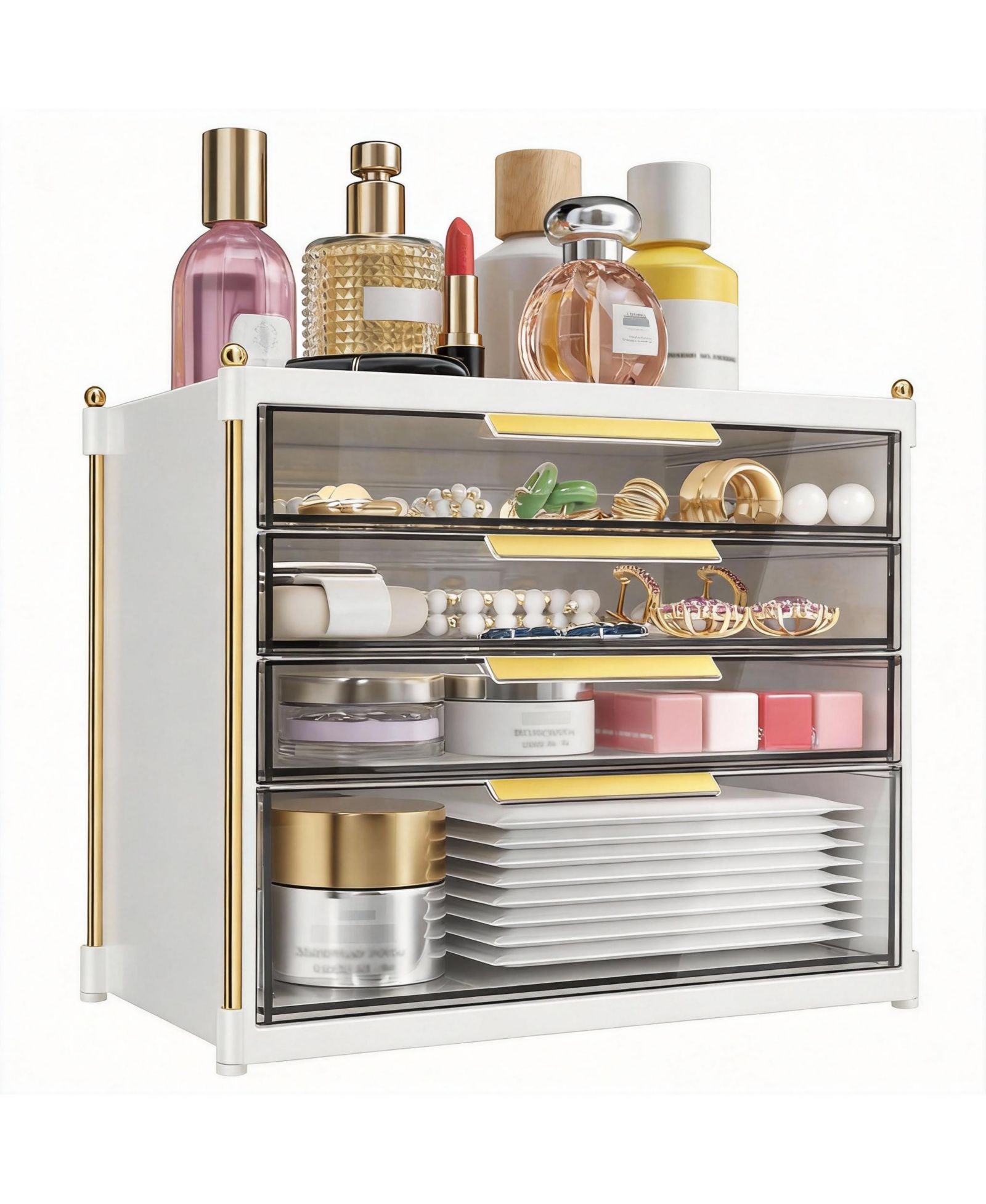 YIGII 4-Drawer Makeup Organizer - Clear Acrylic Vanity Storage