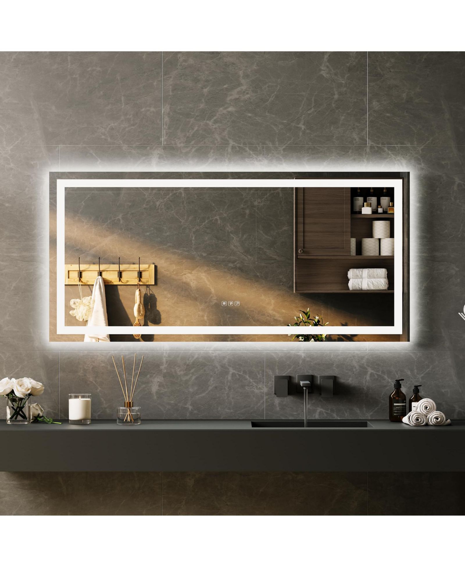homfan зеркало для ванной LED с подсветкой, Anti-Fog, Memory Function