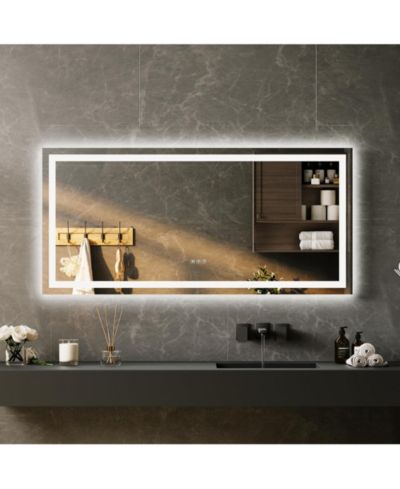 Зеркало Homfan LED Bathroom Mirror With Lights Front Lit + Backlit Vanity Mirror For Wall Dimmable Lighted Bathroom Vanity Mirror Anti-Fog Memory Function
