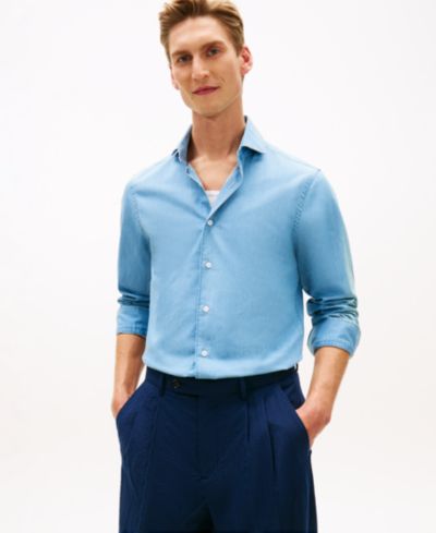 Мужская рубашка Tommy Hilfiger из денима шамбре прямого кроя