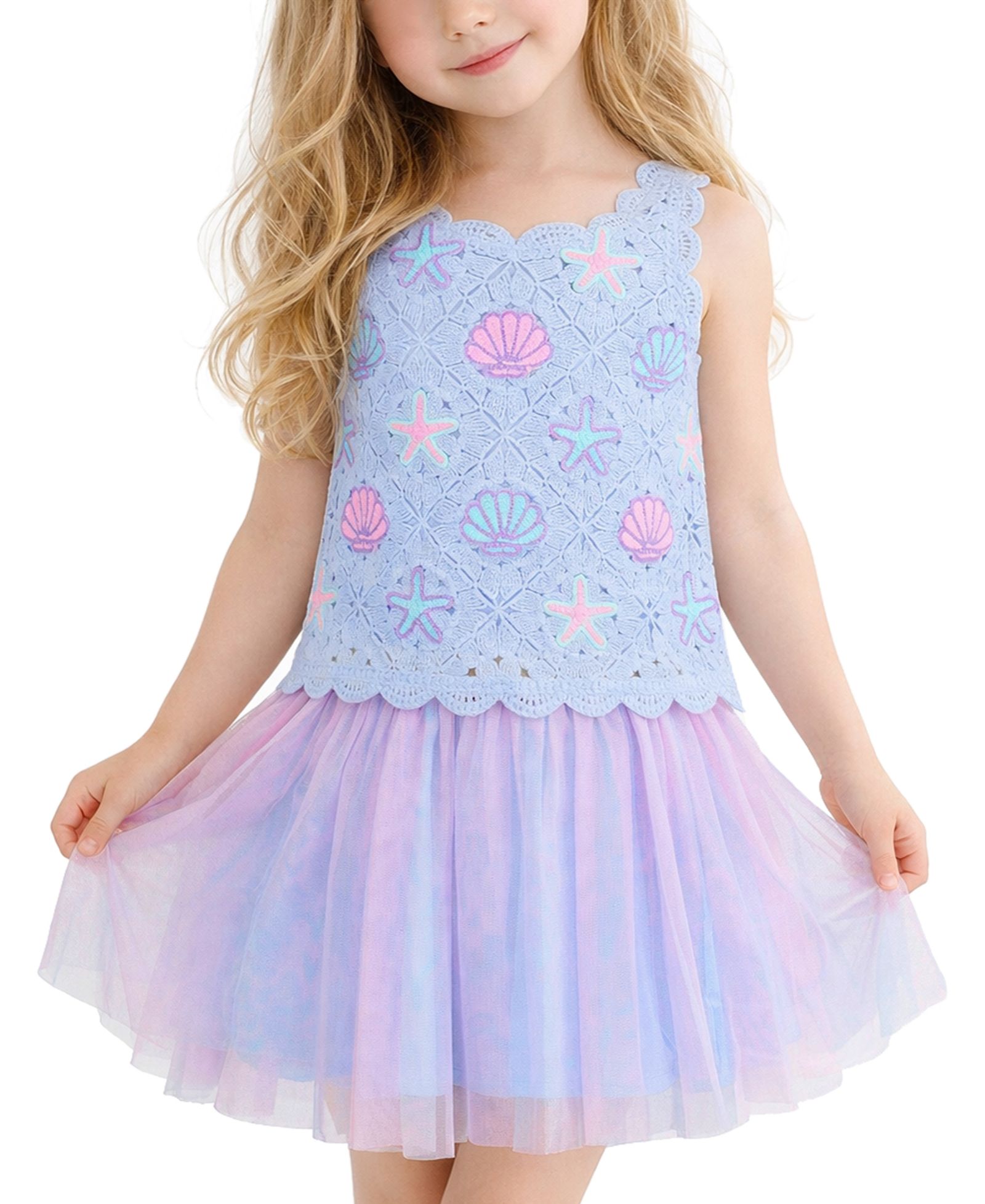 Детский комплект из топа без рукавов и юбки Pink & Violet 2T-6X