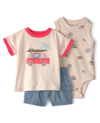 Carter's Baby Boys' Beach Surf Top, Bodysuit and Shorts, 3-Piece Set