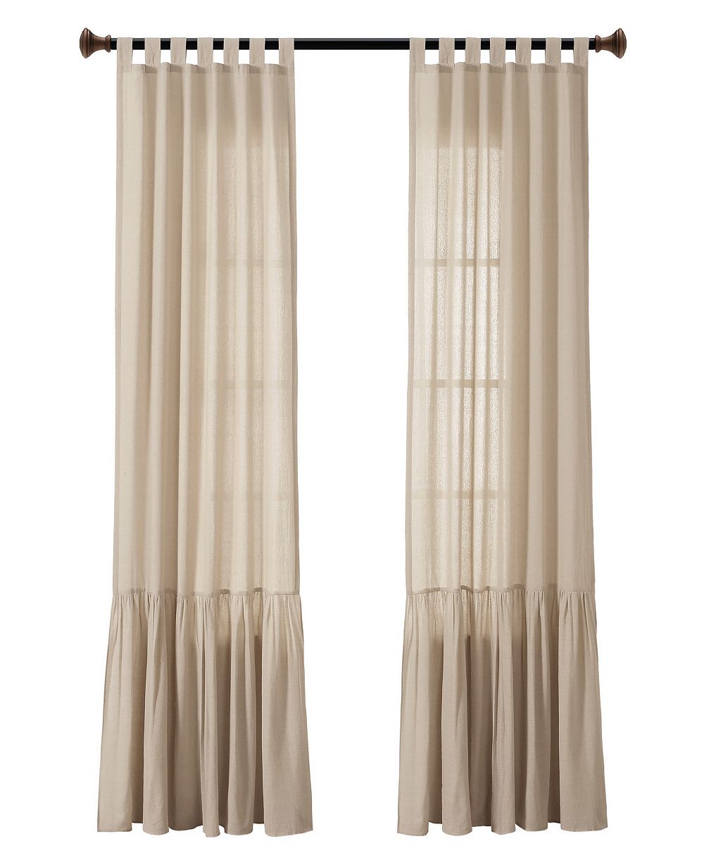 Lush Decor Farmhouse Faux Linen Tab Top Window Curtain Panel Single