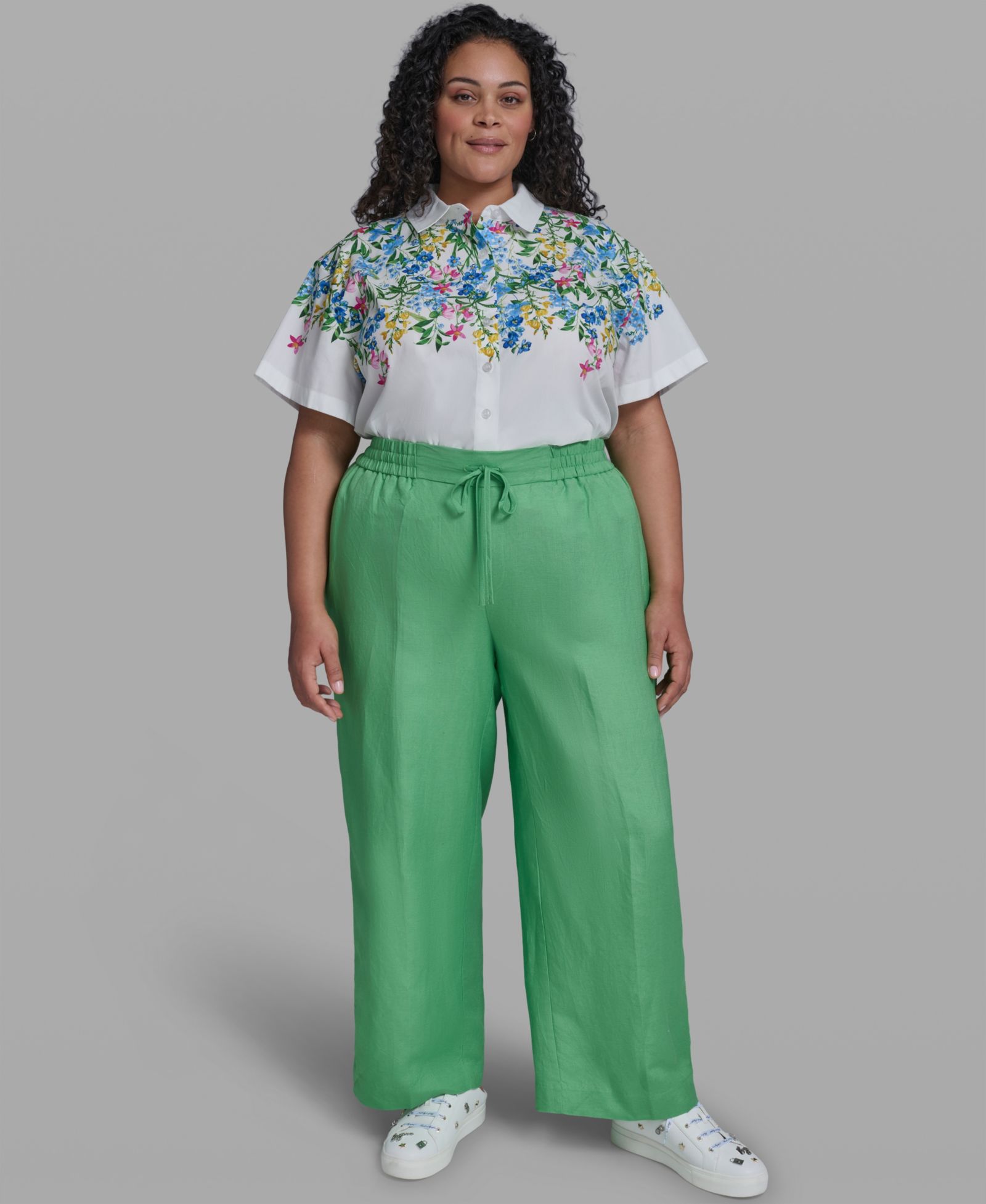 Брюки Plus Size KARL LAGERFELD PARIS с высокой посадкой, модель Pull-On