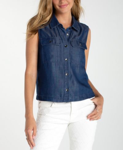 Женский топ Liverpool Los Angeles Petite Sleeveless Button-Front