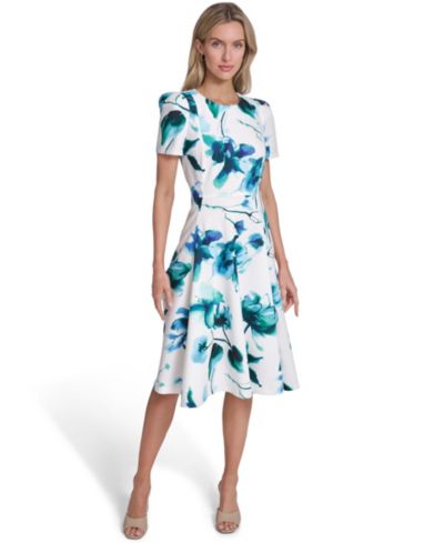 Женское платье Calvin Klein Petite Hopsack Short-Sleeve Jewel Neck