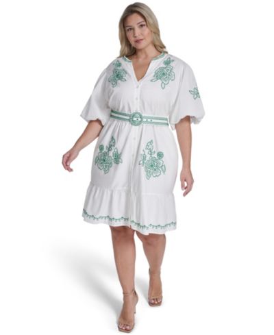 Платье Plus Size с пышными рукавами и вышивкой Eliza J
