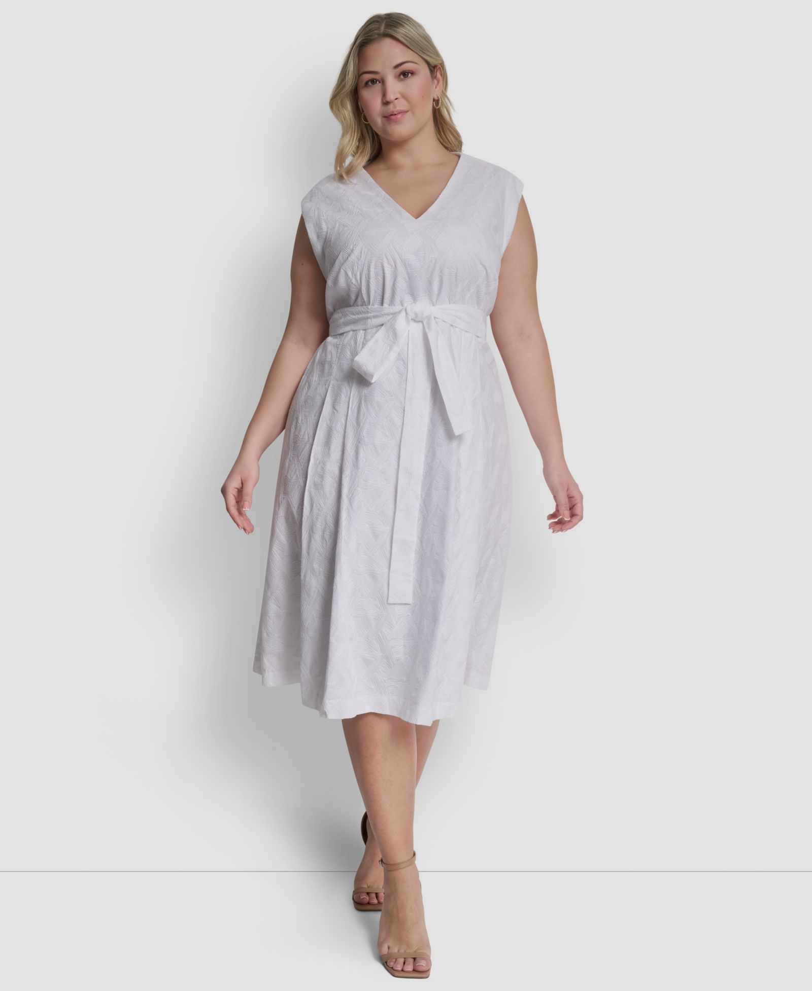 DKNY Женское миди платье Plus Size Sleeveless V-Neck