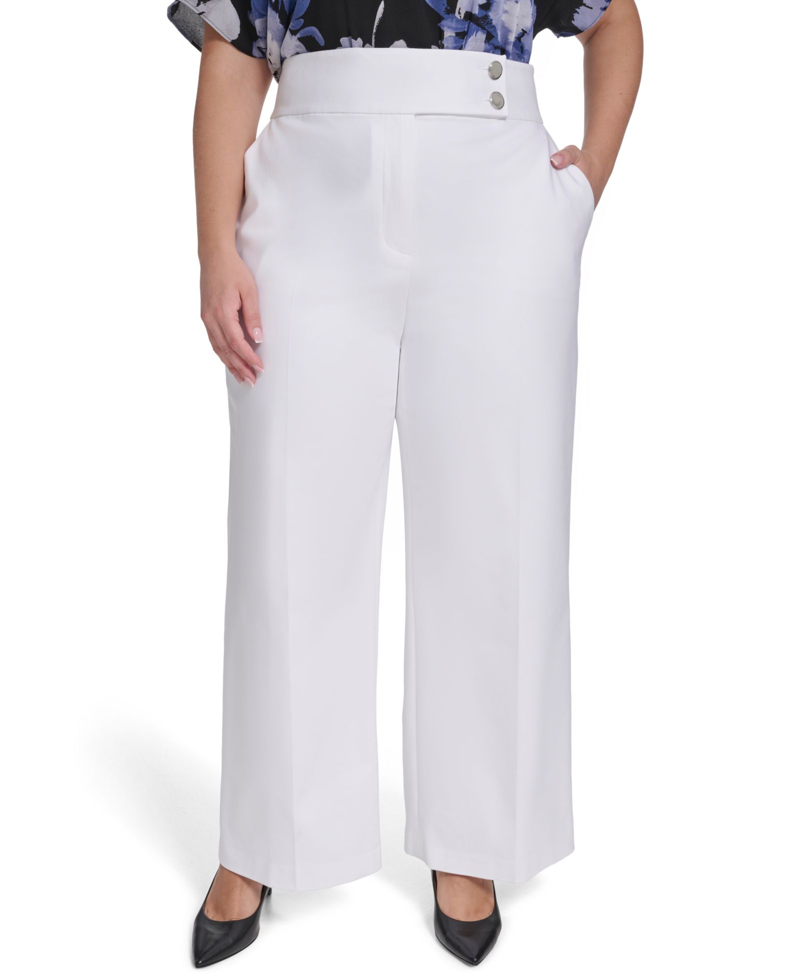 Calvin Klein Plus Size Wide-Leg Mid-Rise Pants