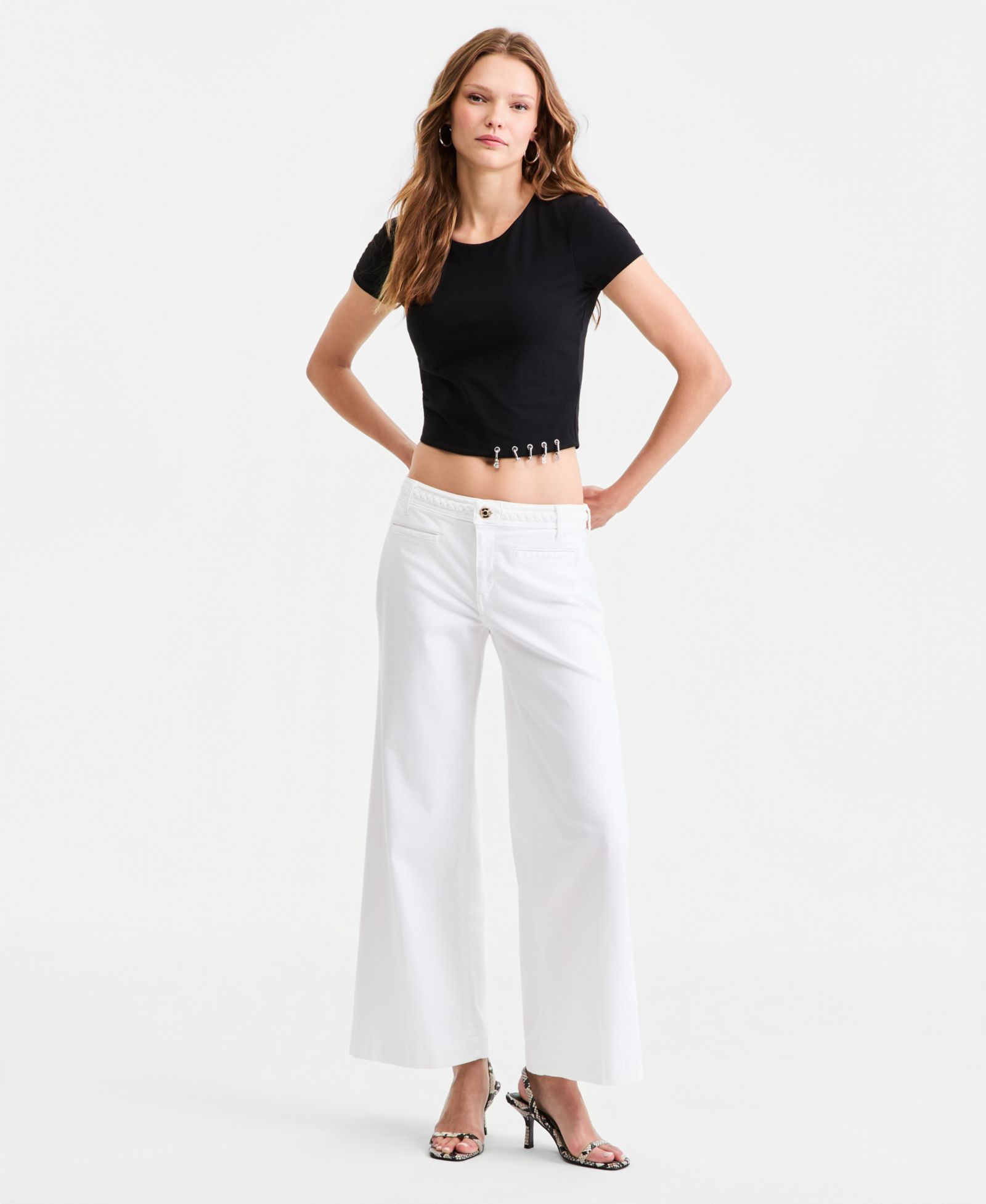 GUESS Women's Zoya Crop Leg Braided Pants