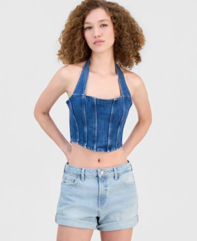 Женский топ GUESS Women's Max Halter Denim Bustier