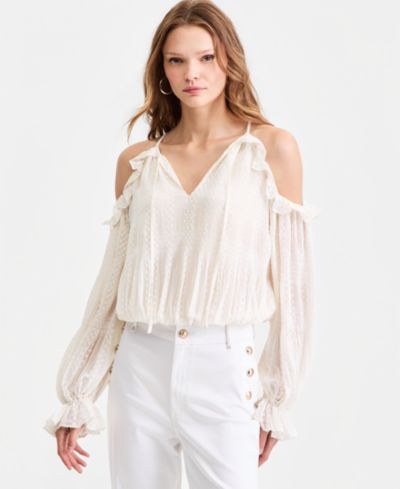 GUESS Women's Emilia Long-Sleeve Cold Shoulder Top