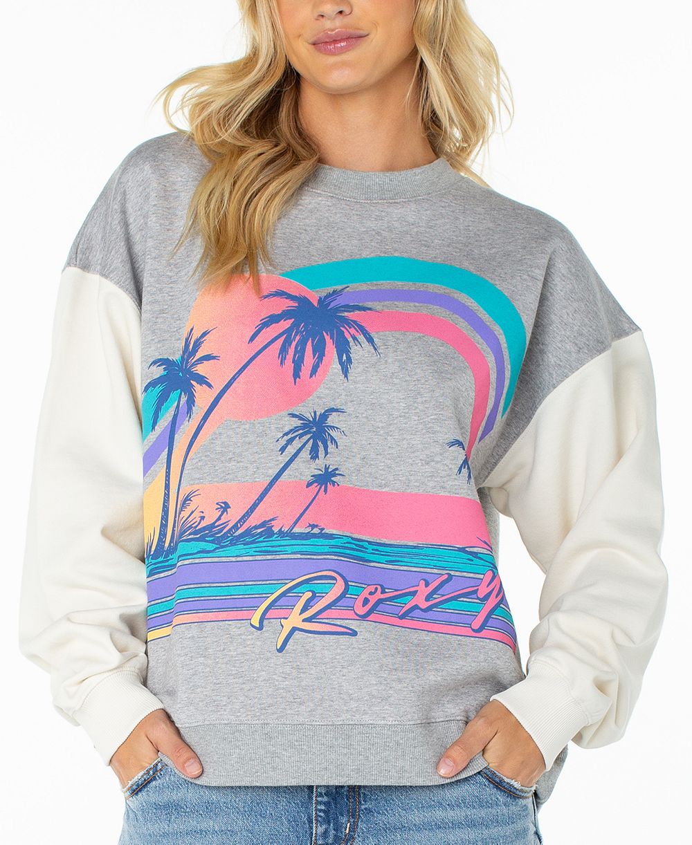 Roxy Women's Lineup Oversized Colorblock Cotton-Blend Crewneck Sweatshirt