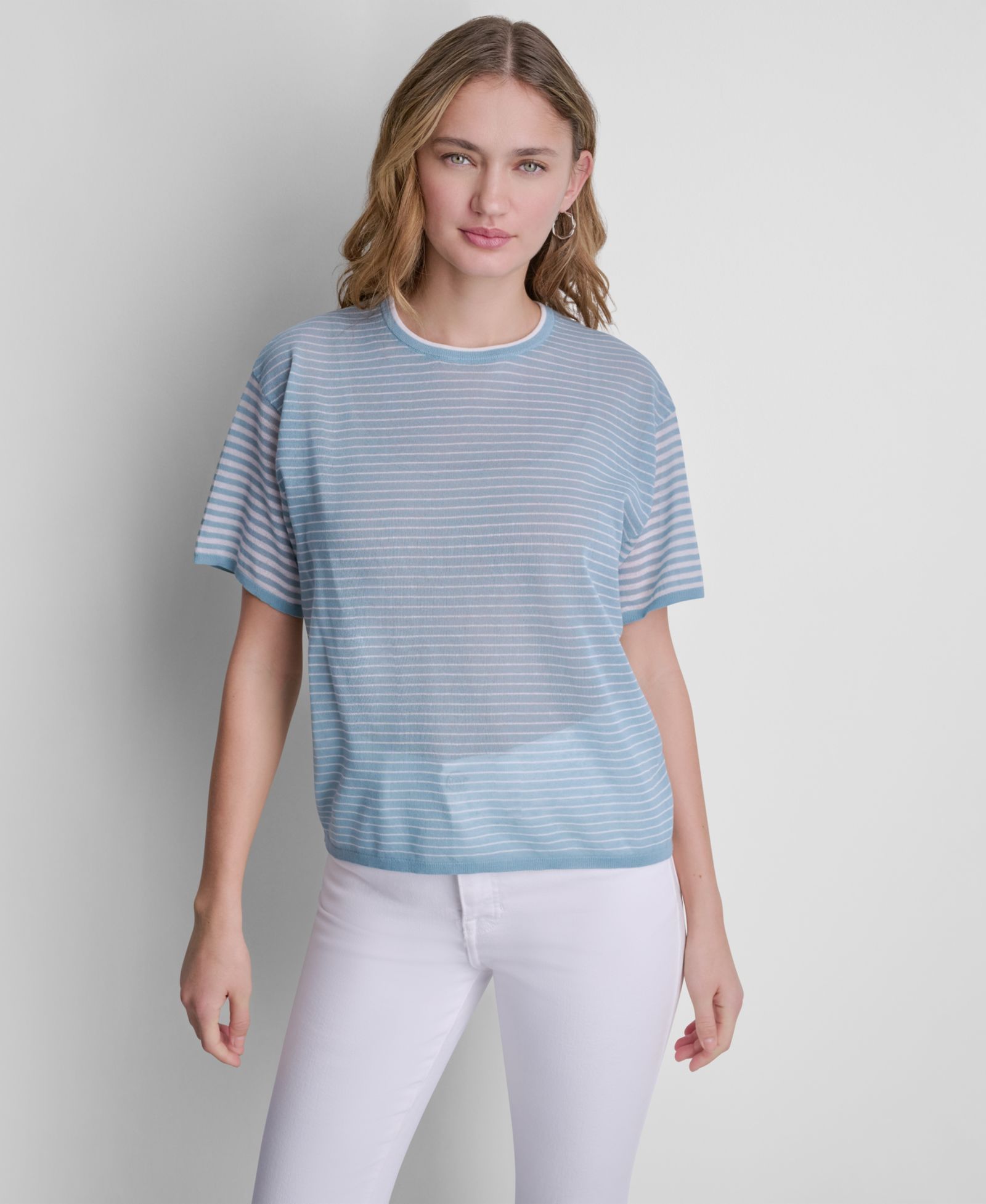 DKNY Women's Short-Sleeve Striped Sweater