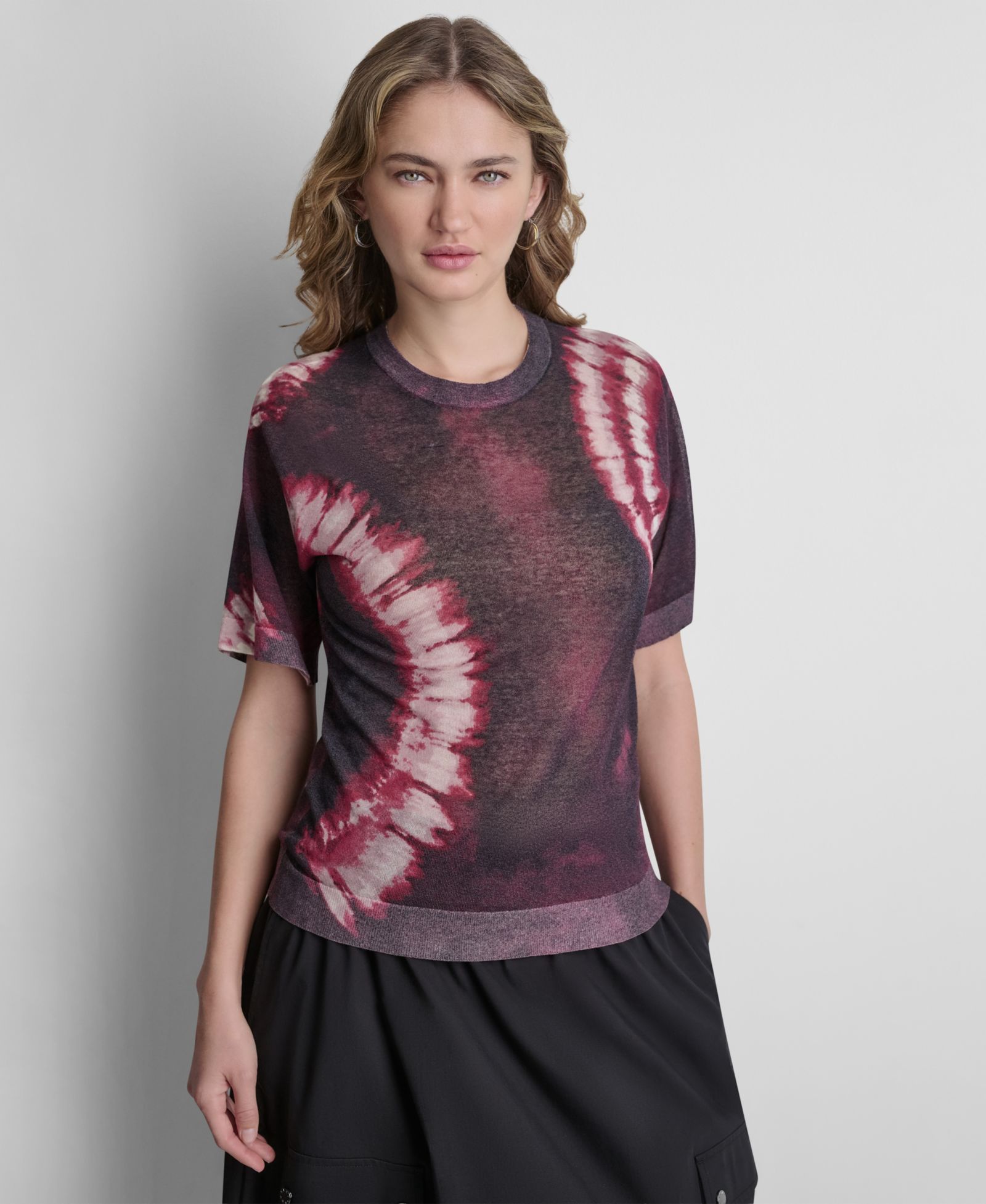 DKNY Women's Printed Short-Sleeve Sweater