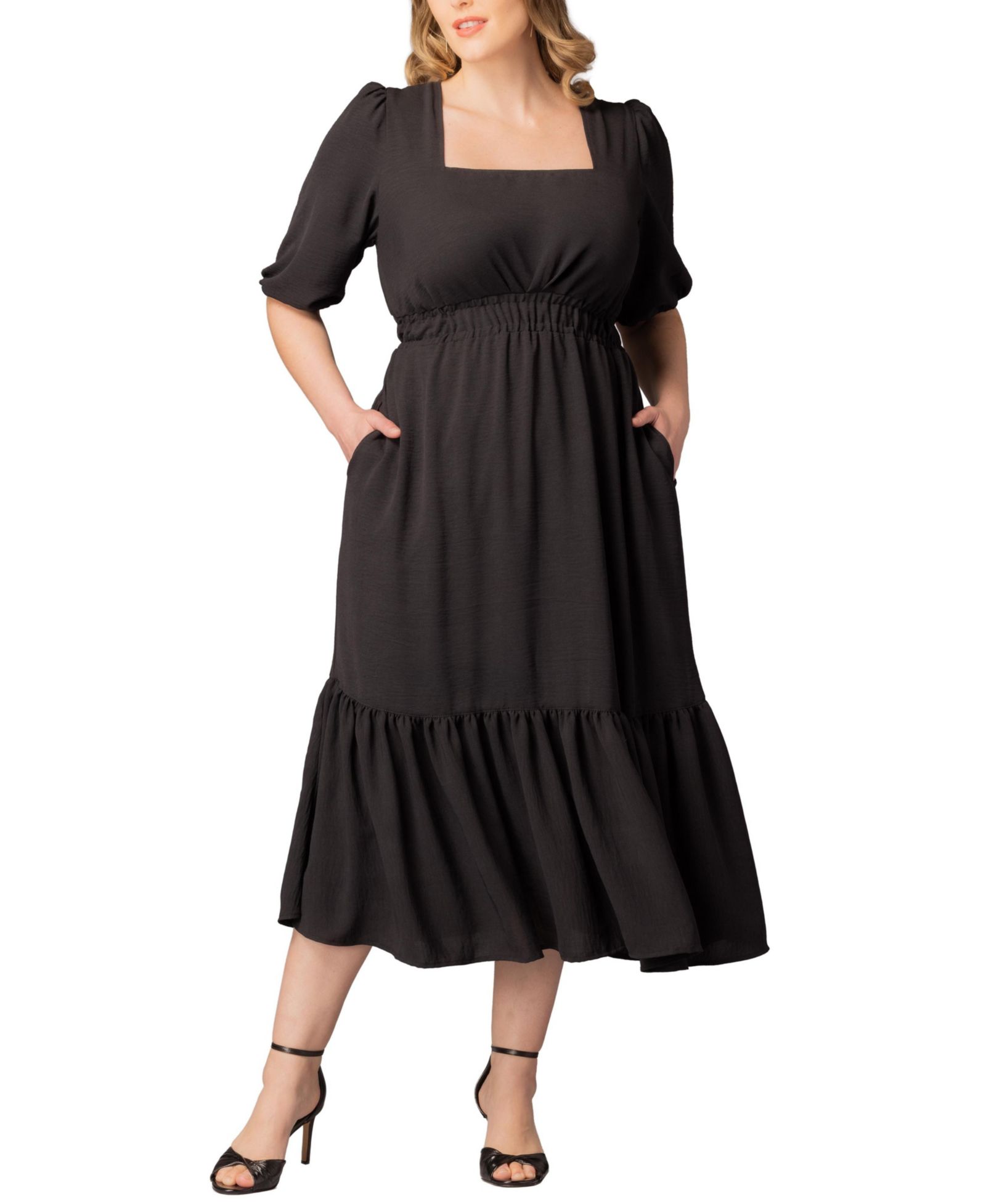 Kiyonna Plus Size Макси-платье Bailey с квадратным вырезом