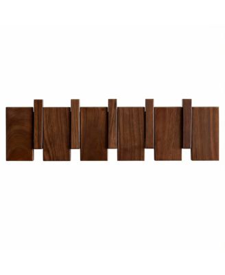 YIGII Natural Wood Coat Rack with Piano Keys Design - 6 Hooks for Home Decor
