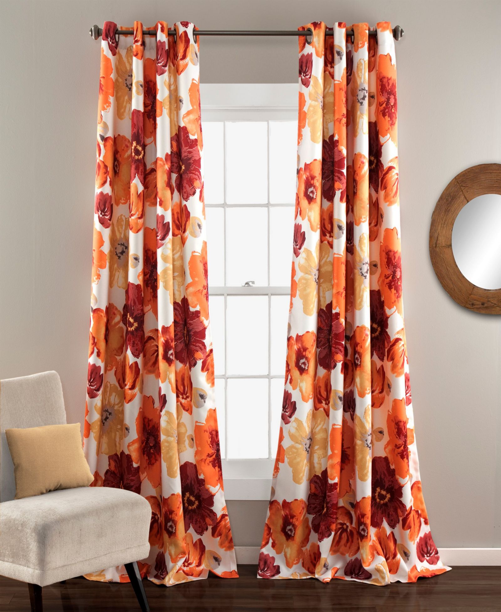 Lush Decor Light Filtering Window Curtain Panels, Pair - Floral Drapes for Bedroom