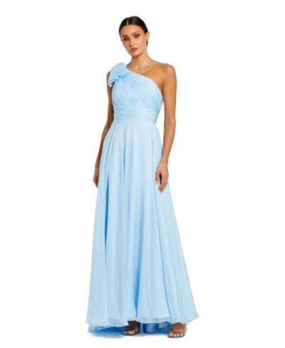 Mac Duggal Women's Pleated One Shoulder Chiffon Gown