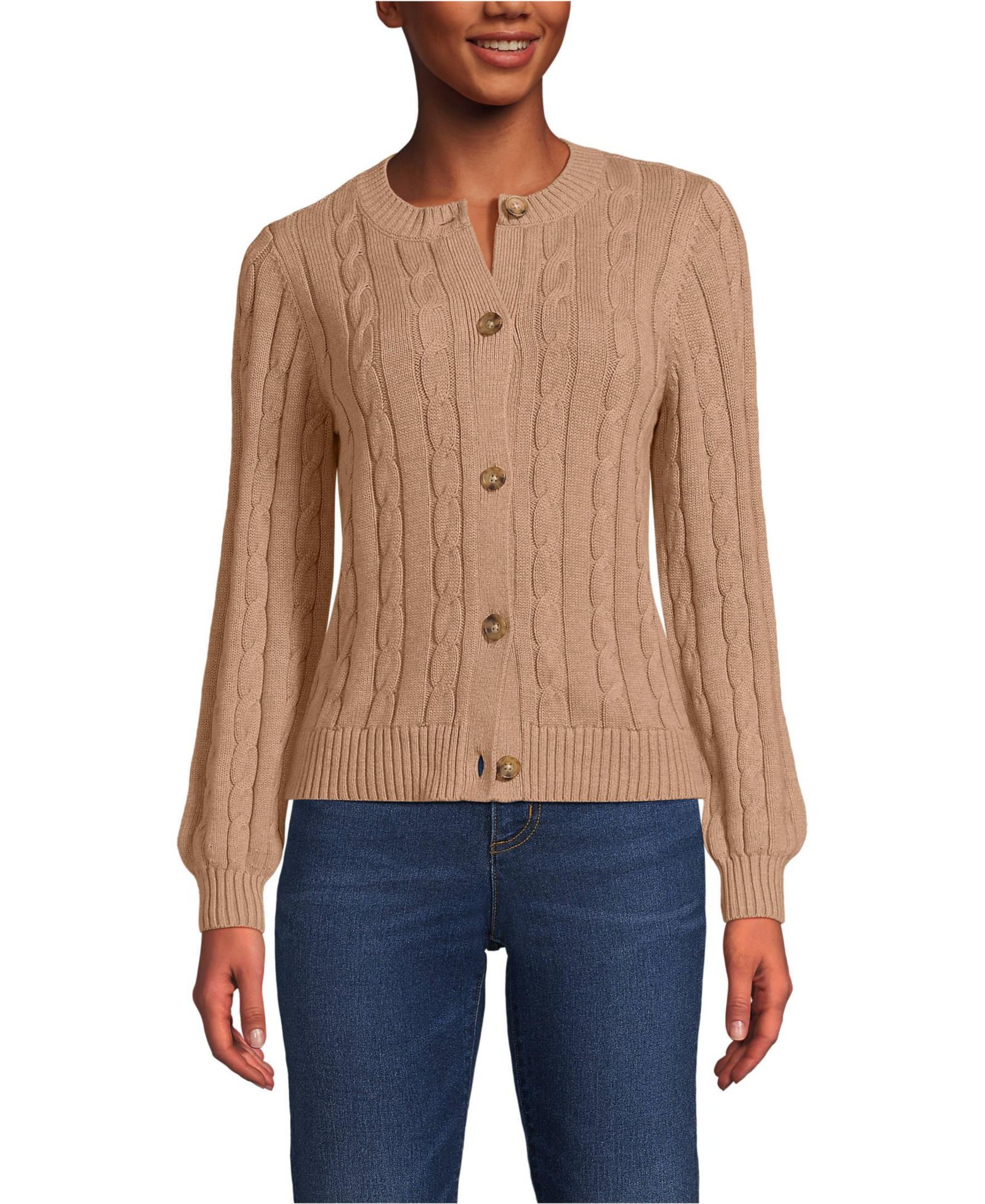Женский кардиган Lands' End Women's Drifter Classic Cable Crew Neck Sweater