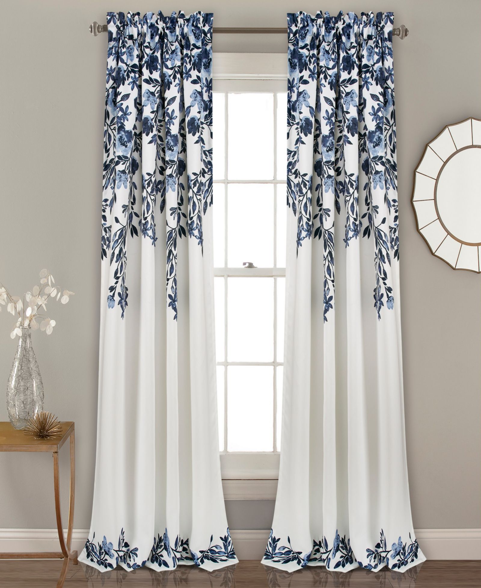 Lush Decor Tanisha Light Filtering Window Curtain Panels Pair 52"W x 84"L Floral Curtains for Bedroom - Drapes - Living Room Curtains