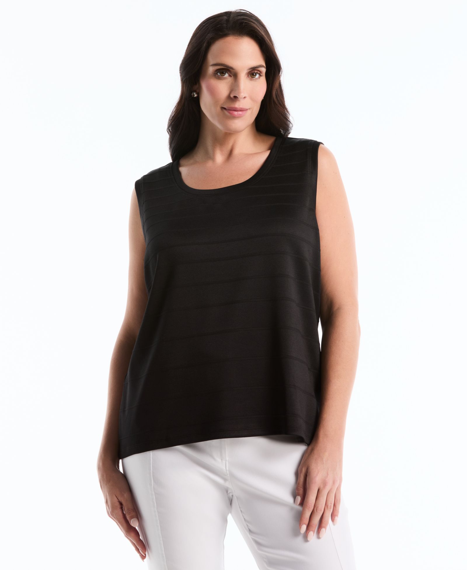 Rafaella Plus Size Ottoman Knit Sleeveless Crewneck Top
