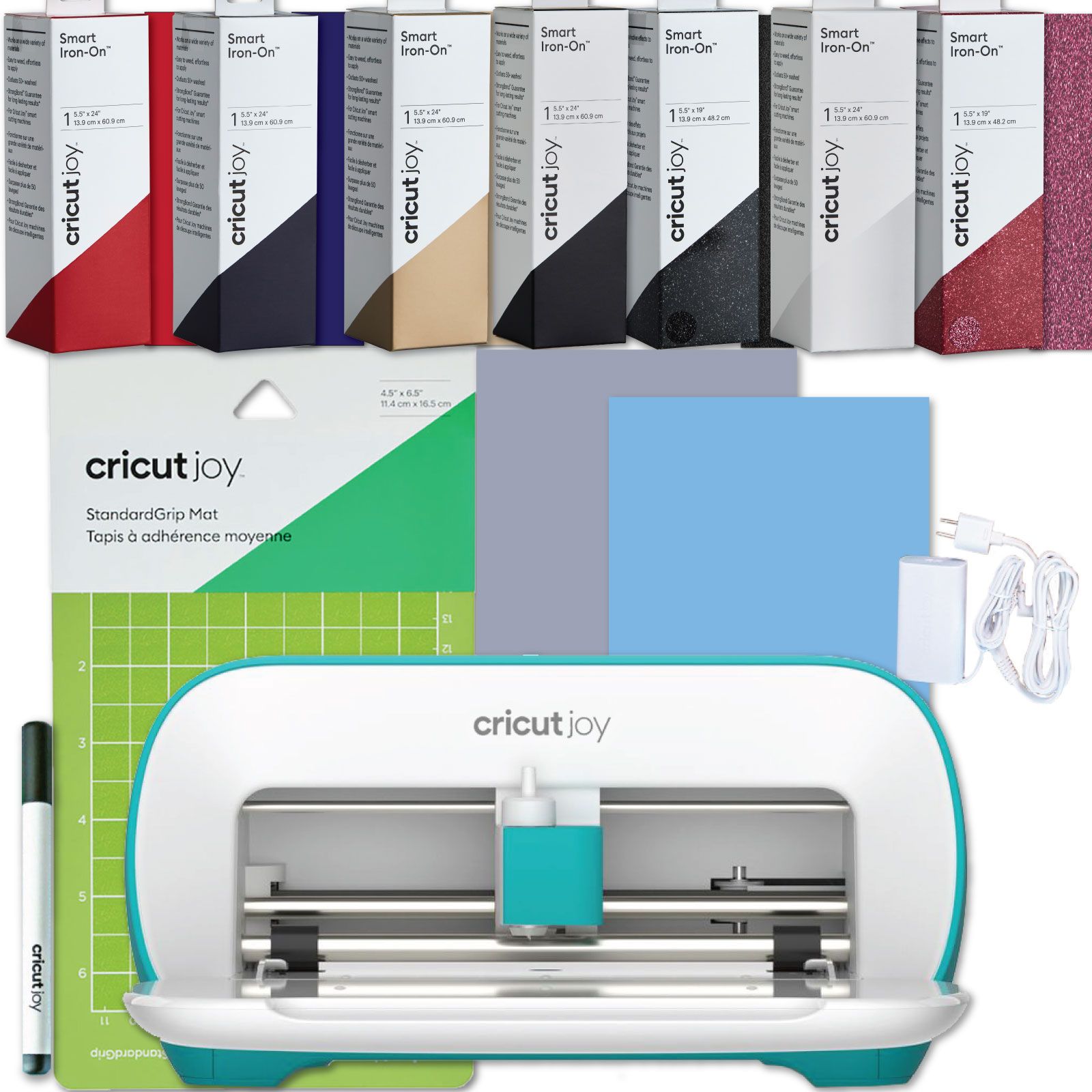 Cricut Joy Cutting Machine Bundle with 7 Smart Heat Transfer Iron-On Vinyl Rolls