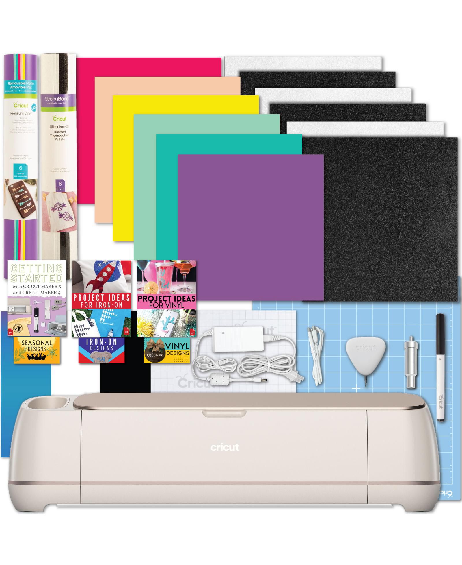 Cricut Maker 4 Cutting Machine Bundle with Vinyl and Iron-On Sheets