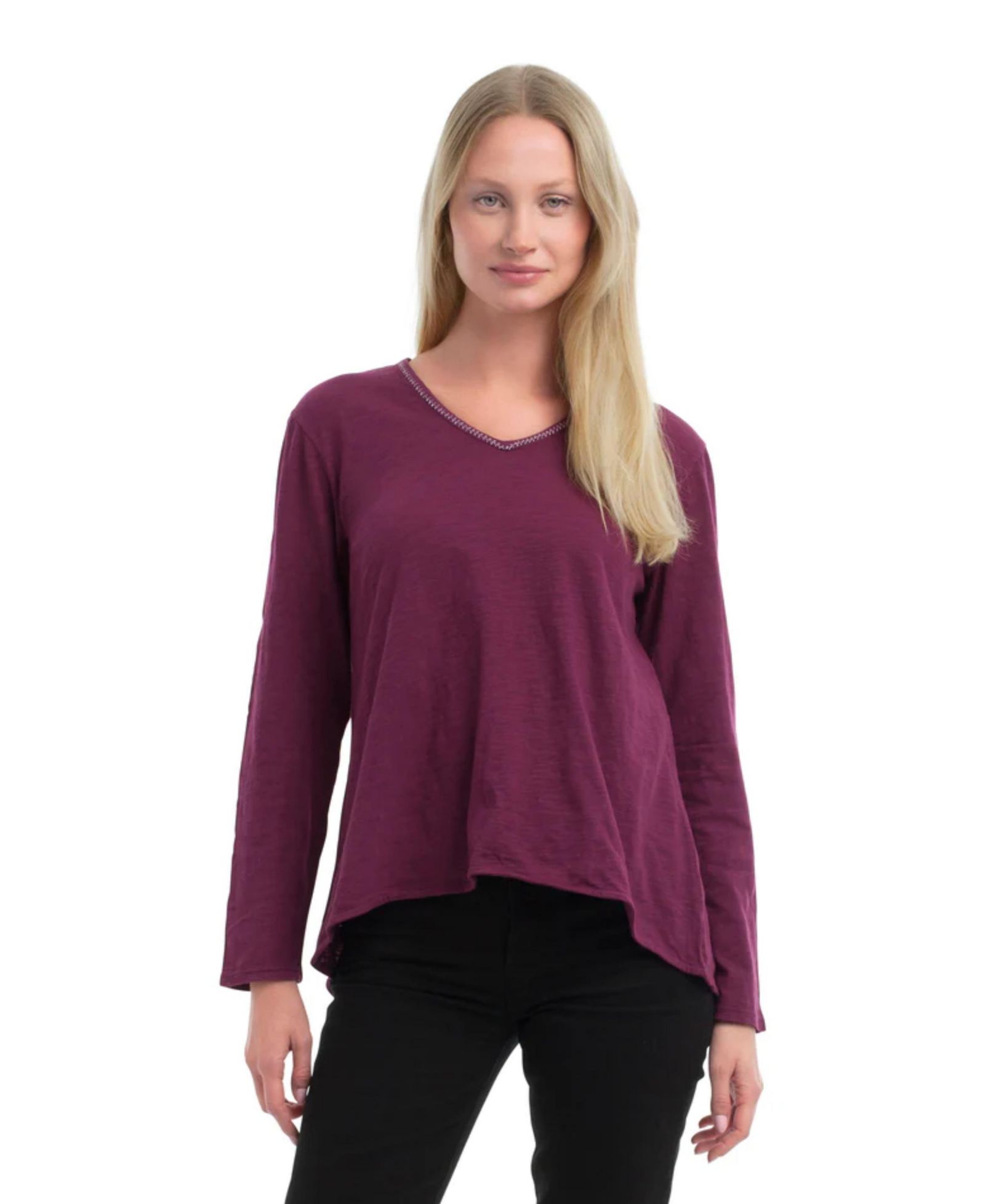 WILT Women's Metallic Thread V-Neck Tee