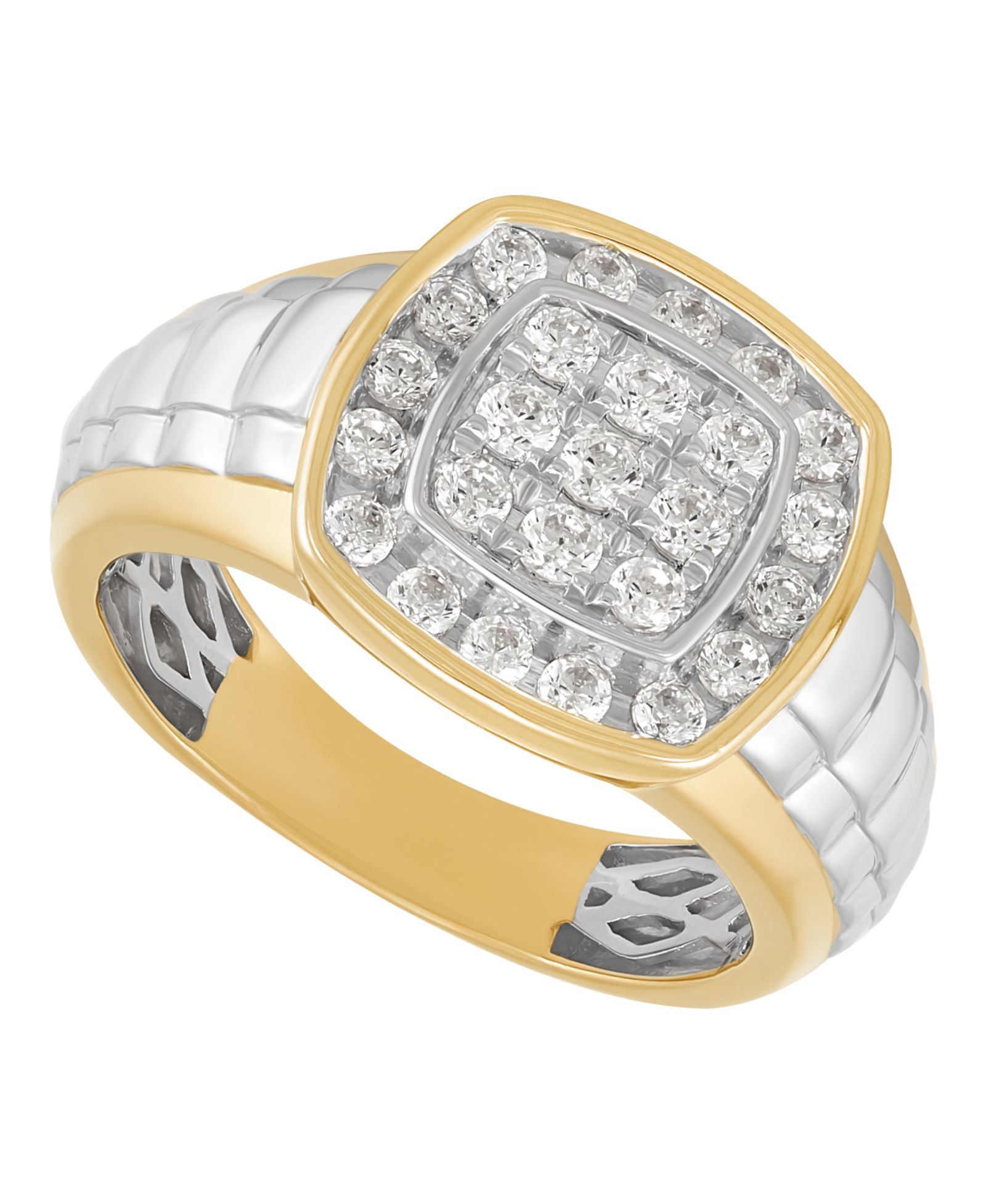 Кольцо Grown With Love Lab Grown Diamond Cluster (1 ct. t.w.) в 14k Yellow Gold Plated Sterling Silver с Rhodium