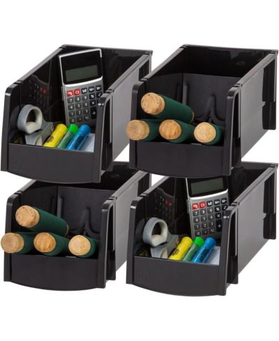 IRIS USA Stackable Plastic Storage Bins, 4 Pack