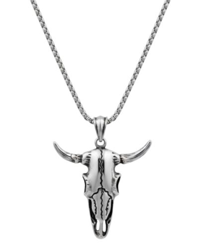Мужской кулон Rhona Sutton Bull Skull из нержавеющей стали 22"