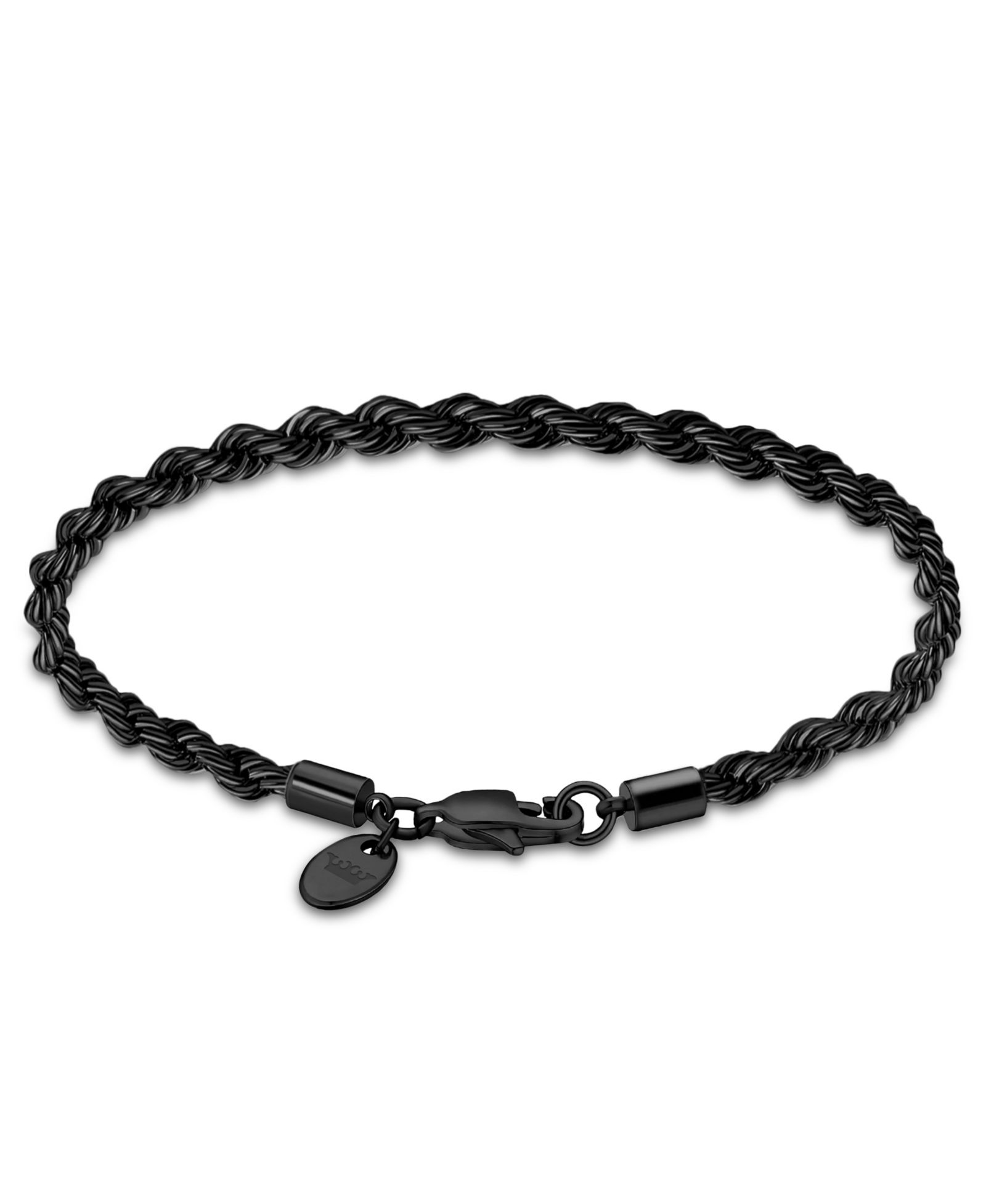 Мужской браслет Rhona Sutton Twisted Rope Chain из нержавеющей стали с черным напылением