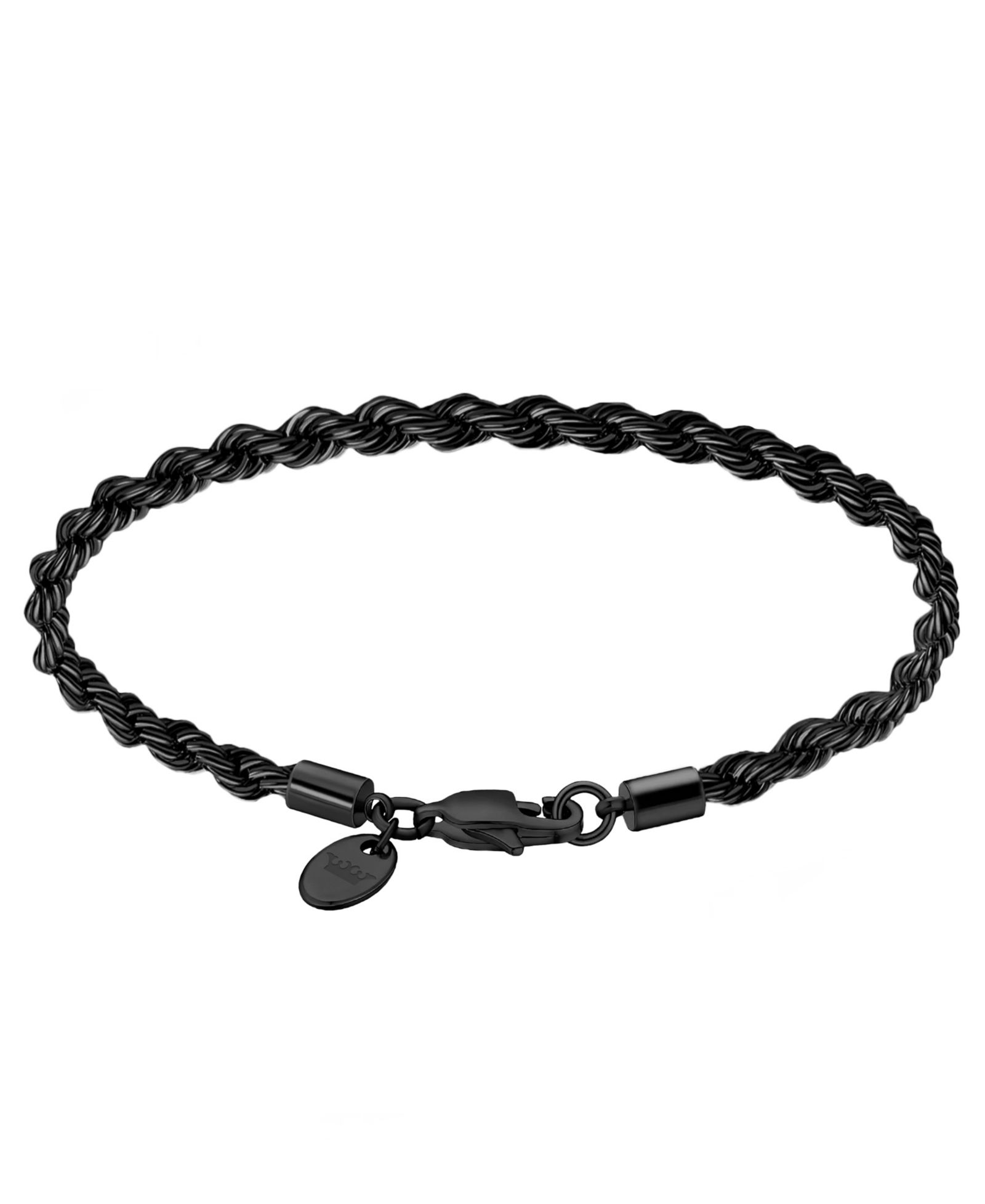 Мужской браслет Rhona Sutton Men's Stainless Steel Black Plated Twisted Rope Chain Bracelet