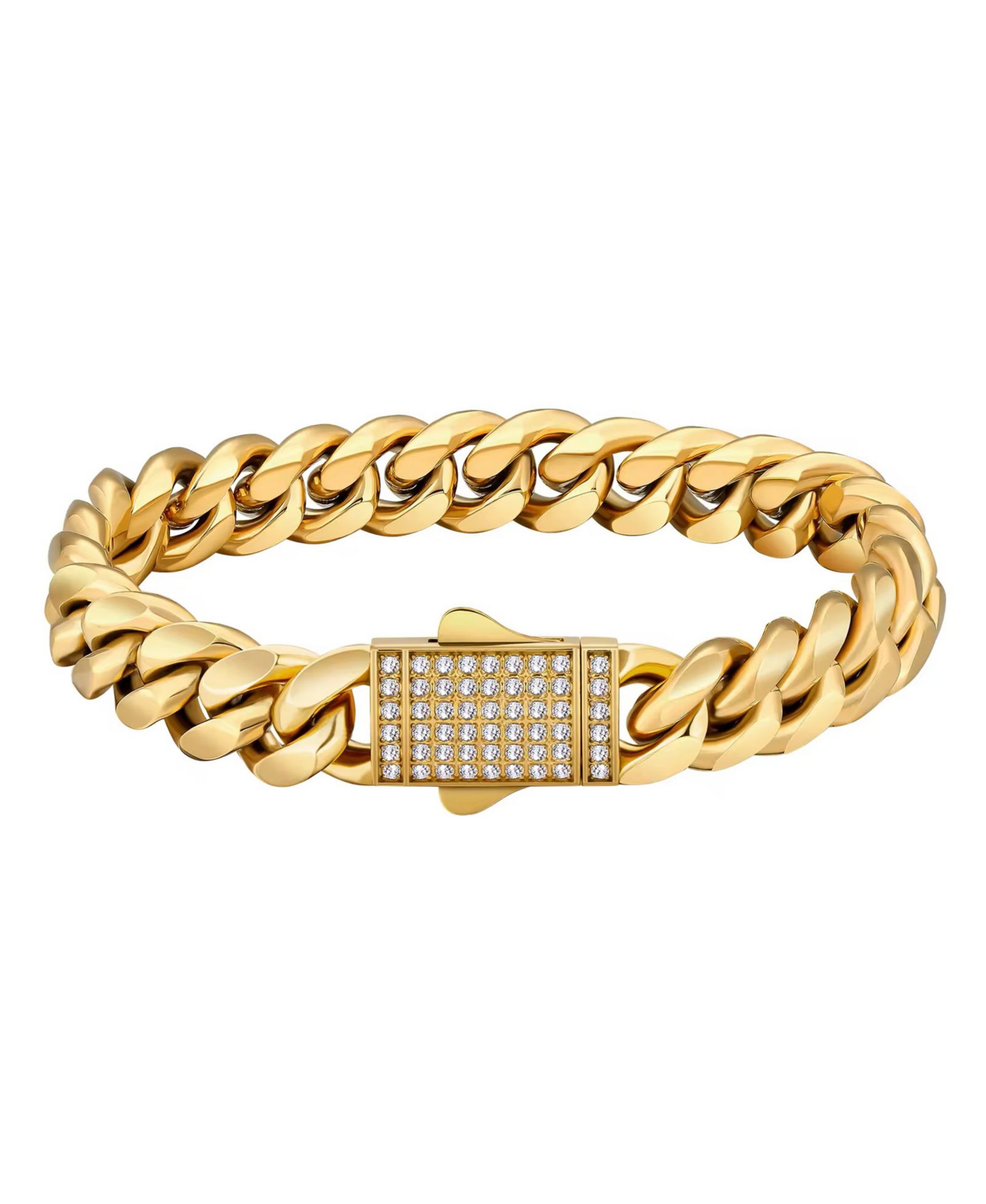 Rhona Sutton Мужской браслет Cuban Chain из 18k Gold Plated нержавеющей стали