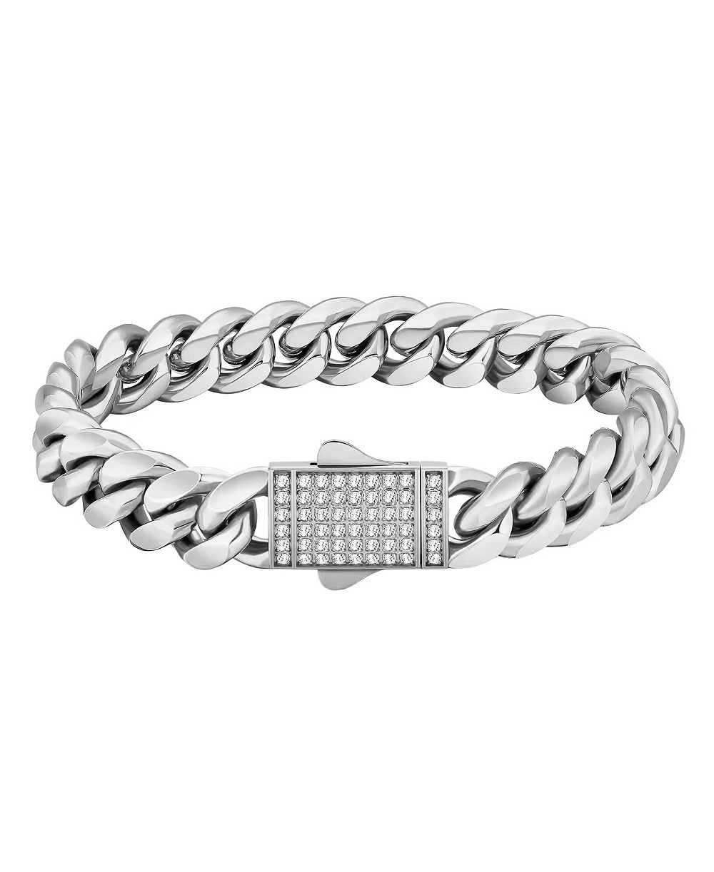 Rhona Sutton Men's Cuban Stainless Steel Chain Bracelet