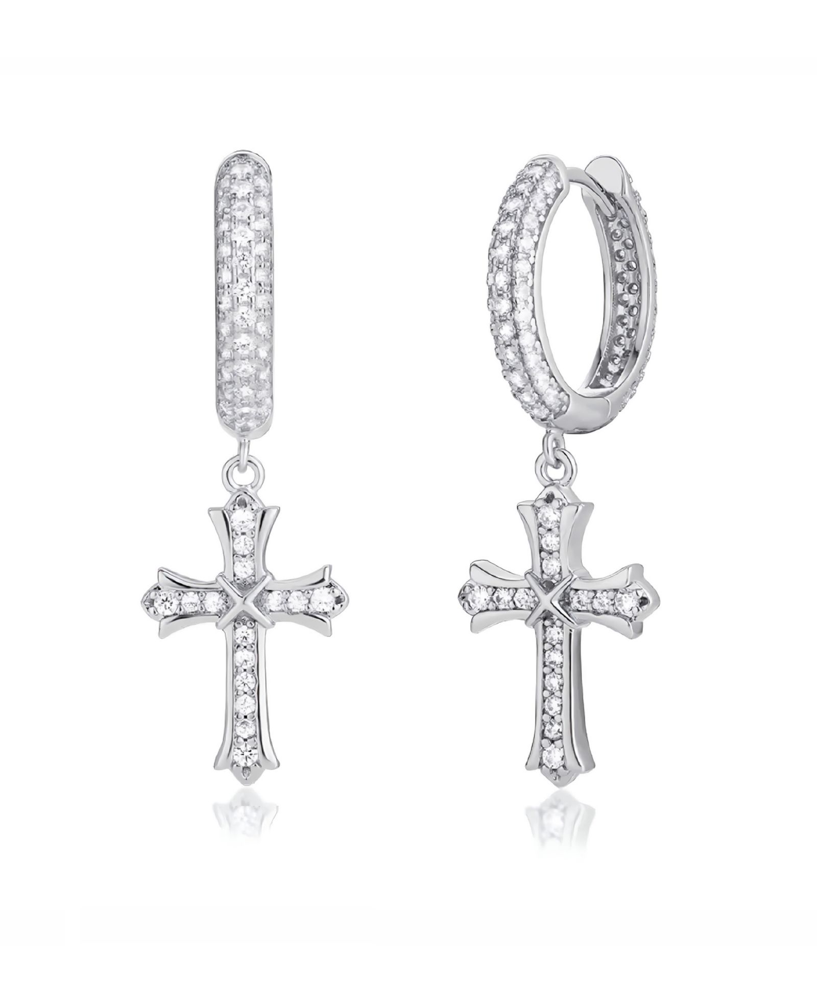 Мужские серьги-кольца Rhona Sutton Cubic Zirconia Iced Cross в стерлинговом серебре