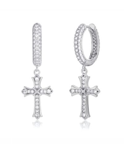Мужские серьги-кольца Rhona Sutton Cubic Zirconia Iced Cross в стерлинговом серебре